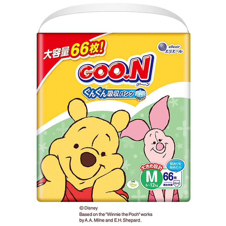 GOO.N グーン ぐんぐん吸収パンツ Mサイズ 1ケース 66枚×3パック ベビー用 紙おむつ パンツタイプ