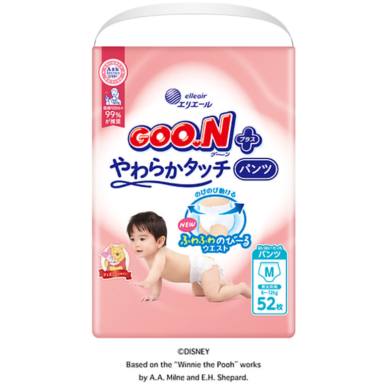 GOO.N＋ グーンプラス やわらかタッチ パンツ Mサイズ 1ケース 52枚×3パック ベビー用 紙おむつ パンツタイプ