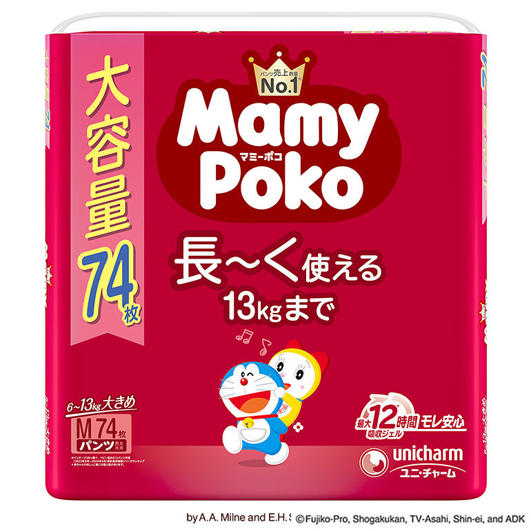 Mamy Poko Pants マミーポコパンツ 大容量 Mサイズ 1ケース 74枚×3パック ドラえもん ベビー用 紙おむつ パンツタイプ