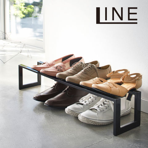 山崎実業 公式 LINE 伸縮シューズラック １段 ライン ブラック 3189