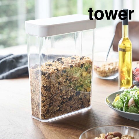 山崎実業 公式 tower ドライフードストッカー タワー ホワイト 4952