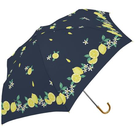 シルバーコーティング 雨晴兼用 55cm 折りたたみ傘 シトロン/ネイビー