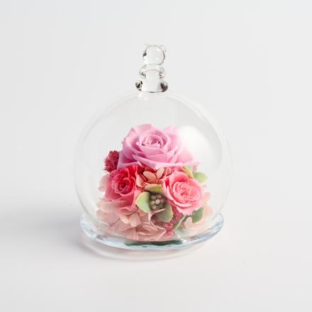 スモールワールド ガラスドームケース クマ/ピンク