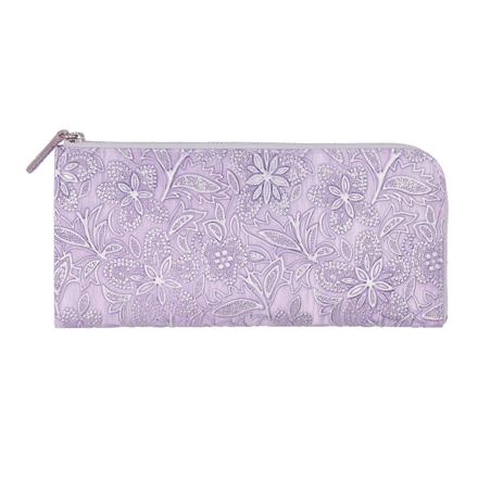 アルカン クレア レザーパールフラワー L字ファスナー長財布 ラベンダー