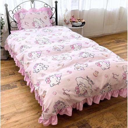 キャラクター フリル ふとんカバー 3点セット キティ