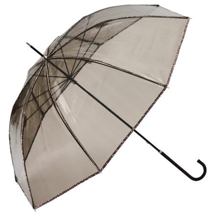 because クリアアンブレラ レオパードパイピング/ブラウン