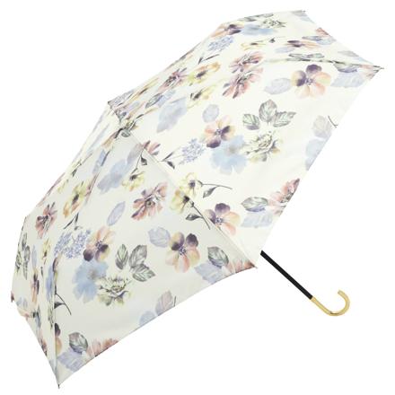 because ビコーズ 晴雨兼用 折りたたみ傘 フローラルウォッシュ/ホワイト