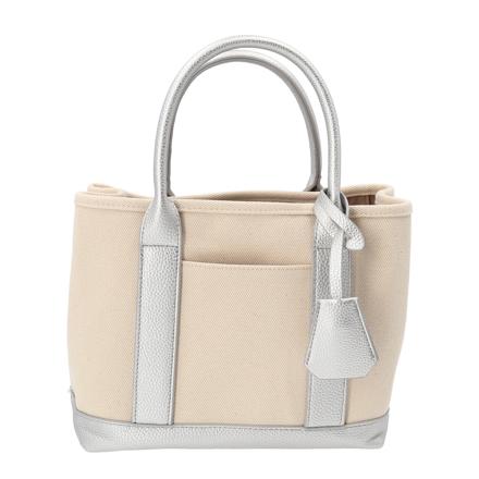 cache cache カシュカシュ ショルダー付きキャンバストート小 シルバー