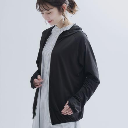 体型カバー涼やかUVパーカー SMサイズ ブラック
