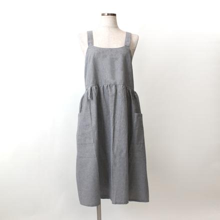 フレアギャザークロスエプロン グレー