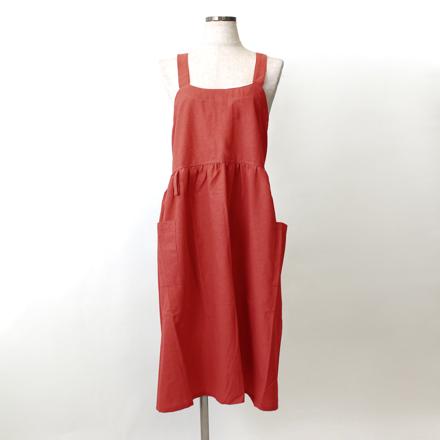 フレアギャザークロスエプロン コーラルピンク