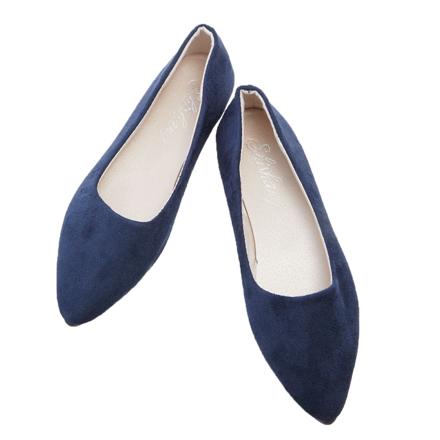 ポインテッドトゥ フラットシューズ 22.5cm ネイビー