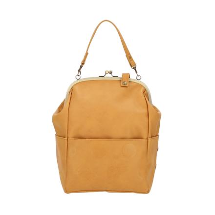 Lafiel ラフィール ドット 合皮 がま口 リュック キイロ