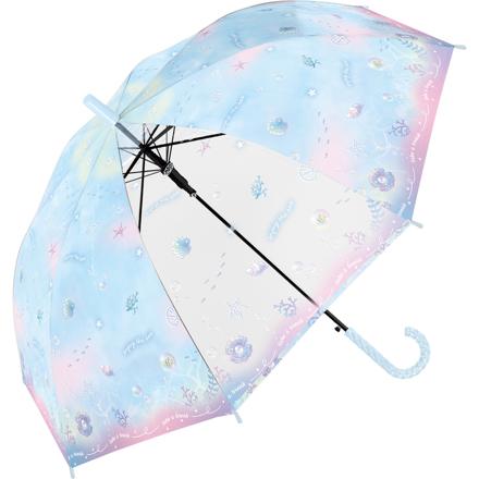 Girls 女の子用 長傘 55cm カラフルマリン/サックス