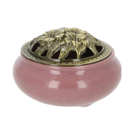 香炉 陶器 お香立て付 incense02 パープル