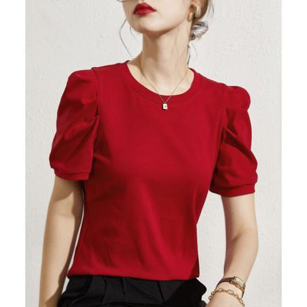 ボリュームスリーブTシャツ j109 Mサイズ レッド