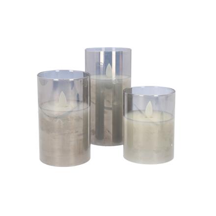 キャンドルライトガラス３点セット jh638 グレー