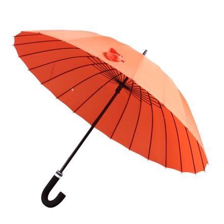 長傘 24本骨 濡れると花が浮き出る lyum905 オレンジレッド