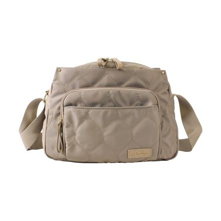 LIZDAYS 3層収納キルティングナイロンショルダーバッグ グレーベージュ