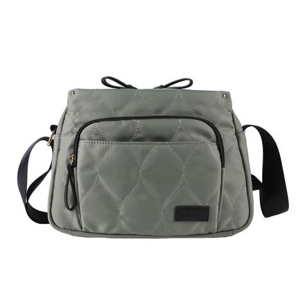 LIZDAYS 3層収納キルティングナイロンショルダーバッグ スモークグリーン