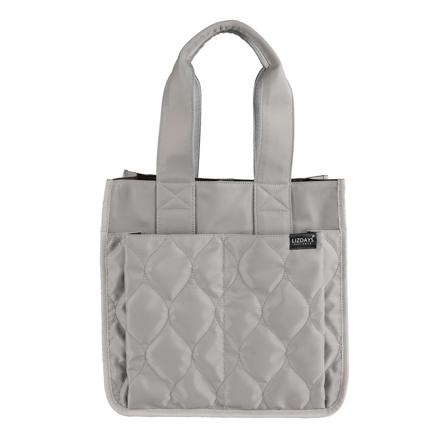 キルティングデザイントートバッグ フロントWポケット ライトグレー