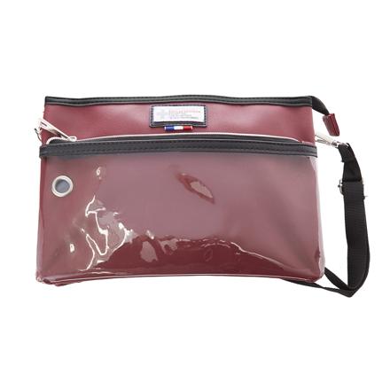 合皮クリア PVCポケット サコッシュ ワイン