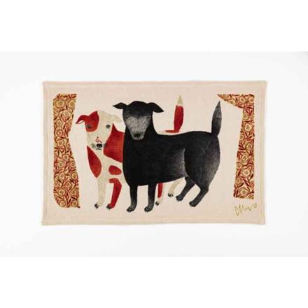 moritaMiW TEATOWEL イヌ/黒犬チョークと赤斑犬のテン