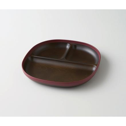 MUSUBI 塗分け ランチプレート ダークブラウン/レッド