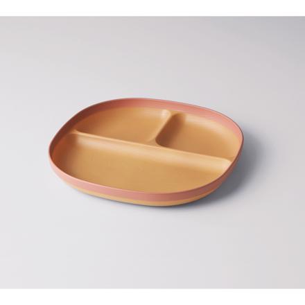 MUSUBI 塗分け ランチプレート ナチュラルブラウン/ピンク