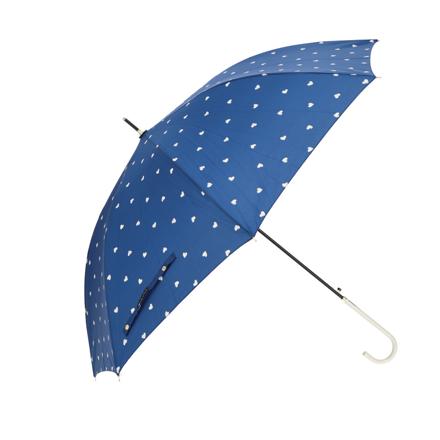 amusant sous la pluie 60cm スリム 耐風長傘 8mm 17760.スタンプハート ネイビー