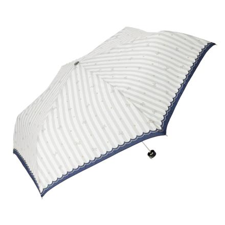 amusant sous la pluie 耐風折りたたみ傘 55cm 26790.リボンストライプ グレー