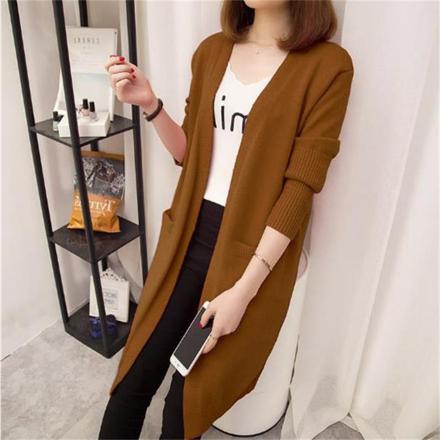 ロングニットカーディガン n80420 コーヒー
