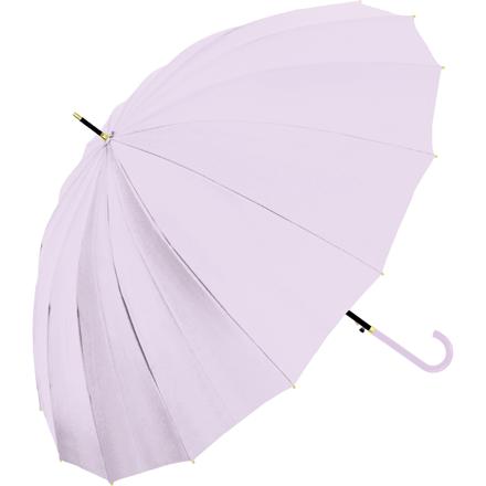 Natural basic レディース 傘 55cm 16本骨 無地 ラベンダー