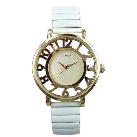 Plaisir プレジール NTK-244 ニッケルフリー ジャバラウォッチ ホワイト