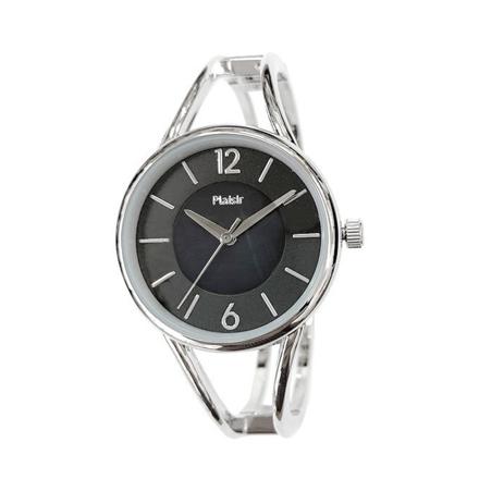 Plaisir プレジール NTK-270 ニッケルフリー バングルウォッチ シルバー/ブラック