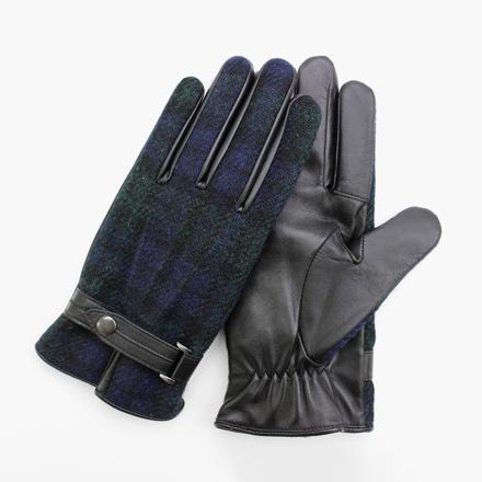 MEN Harris Tweed グローブ タッチパネル対応 24cm ブラックウォッチ
