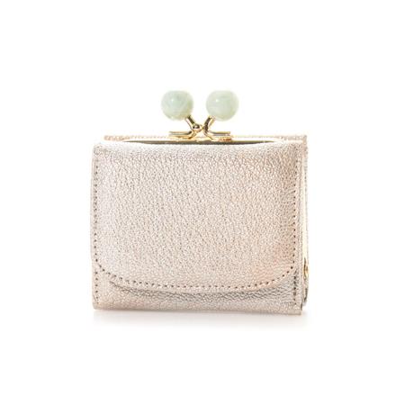 perche ペルケ アクリル玉三つ折りウォレット シルバーグリーン