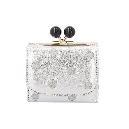 perche ペルケ アクリル玉三つ折りウォレット シルバードット