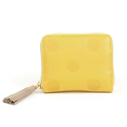 percheペルケ ドット型押しジャバラ・カードウォレット イエロー