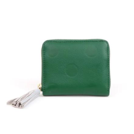 percheペルケ ドット型押しジャバラ・カードウォレット グリーン