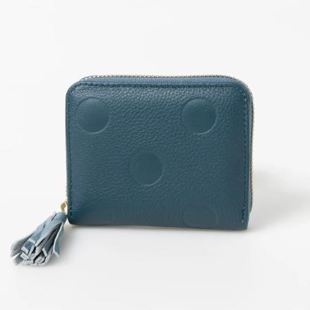 percheペルケ ドット型押しジャバラ・カードウォレット ブルー