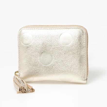 percheペルケ ドット型押しジャバラ・カードウォレット ゴールド