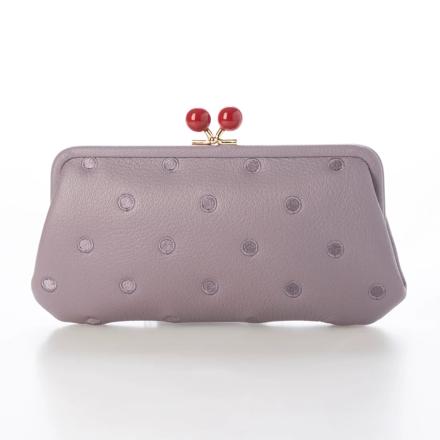perche ペルケ アクリル玉がま口長財布 ラベンダードット