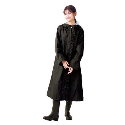 ピンクトリック pink trick 自転車レインウェア ロングタイプ フリルxパール/ブラック