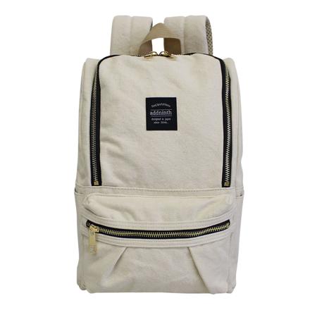 ウォッシュキャンバスラウンドファスナーリュックS アイボリー