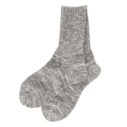 SMALL STONE スモールストーン SO1129 リネン混2x2リブソックス Sサイズ（22-25cm） 02.グレー