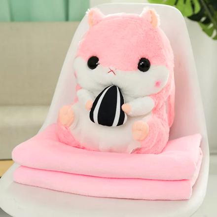 ぬいぐるみ ハムスター 毛布収納セット sy5053 ピンク