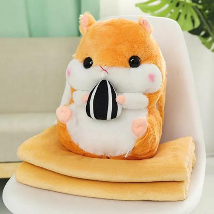 ぬいぐるみ ハムスター 毛布収納セット sy5053 ライトブラウン