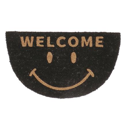 コイヤーマット 玄関マット セミサークル.ブラック