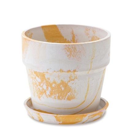 アーバンプランツポット マーブル ソリッド 80986.ミルクレモン